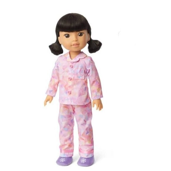 NIB American Girl WellieWishers 14.5" Doll Gwynn Tan Powder Pink Pajamas - Picture 5 of 6